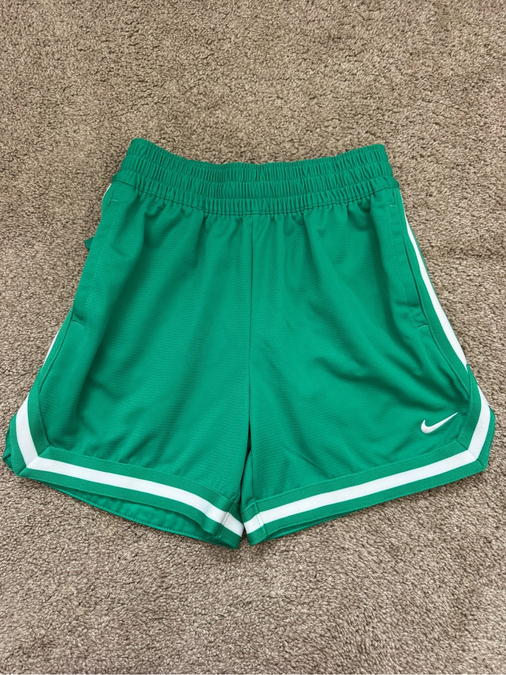 Nike Green Shorts with White Stripe Trim